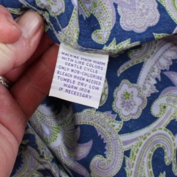 Alan Flusser Mens Large Paisley Floral Button-Up Shirt 100% Cotton Blue Purple G - Picture 6 of 7